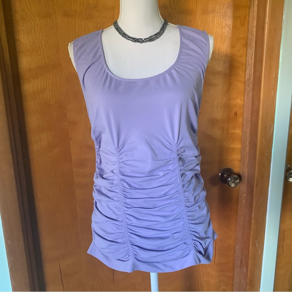 Norm Thompson L/XL Sleeveless ruched tank lavender